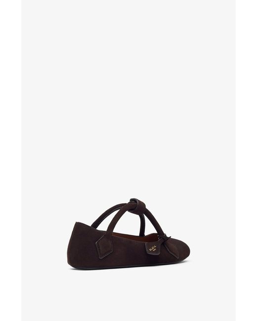 Alaïa Black Teckel Brown Suede Ballet Flats