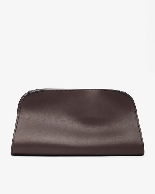 The Row Brown Peggy Grey Leather Clutch