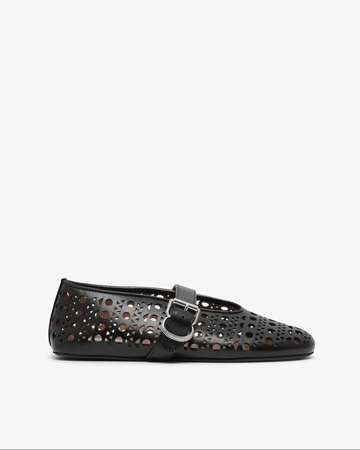 Alaïa White Black Leather Vienne Ballet Flats