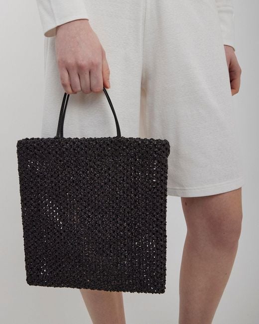 The Row Barn Mini Black Raffia Tote Bag