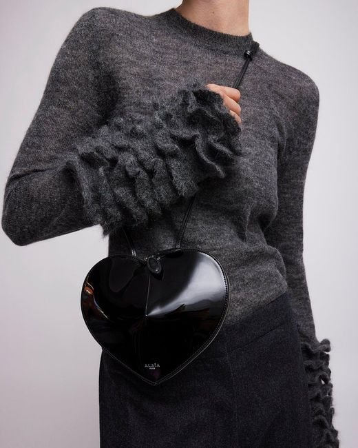Alaïa Le Coeur Black Patent Crossbody Bag