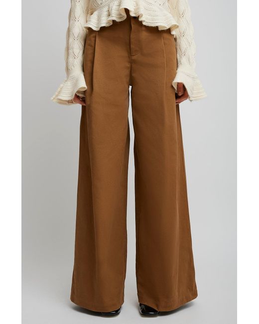 Chloé Brown High Rise Cotton Canvas Pants