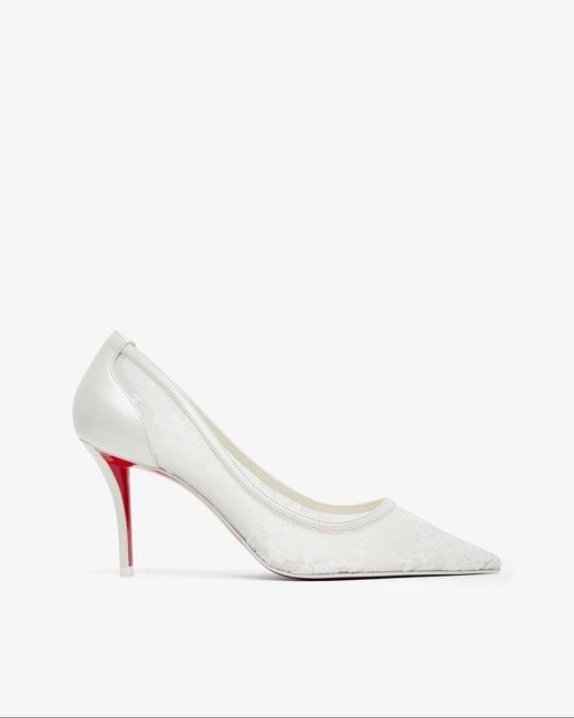 Christian Louboutin White Miss Z 80 Ivory Lace Pumps