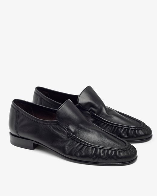 The Row Soft Mocassin Two Black Flats