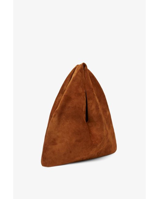 The Row Brown Small Bindle Caramel Suede Shoulder Bag