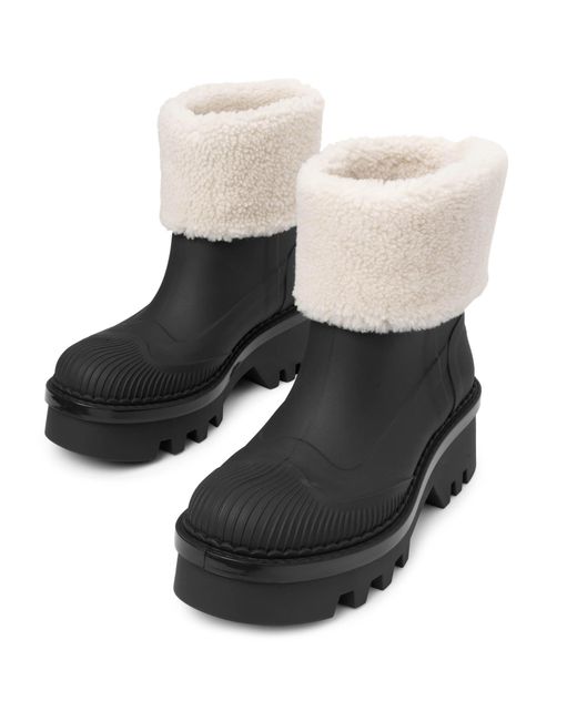 Chloé Raina Black Fur Rain Boots Lyst