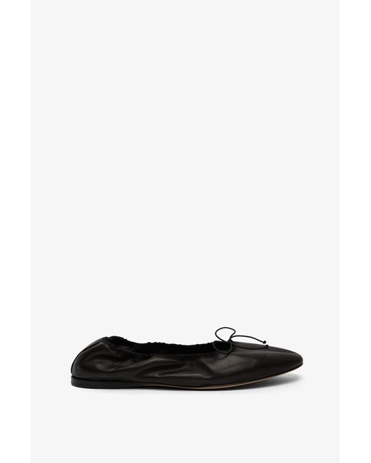 The Row White Awar Black Leather Ballerina Flats