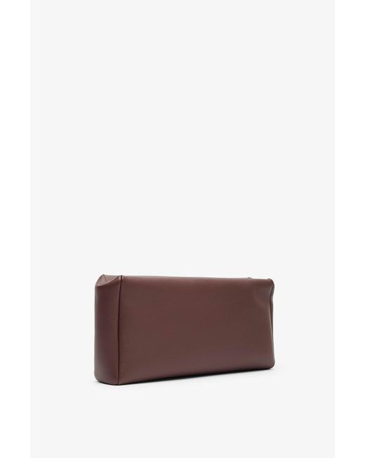 The Row Purple Squared Compact Brown Leather Clutch