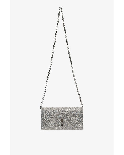 Christian Louboutin Gray Bettina Sliver Strass Clutch