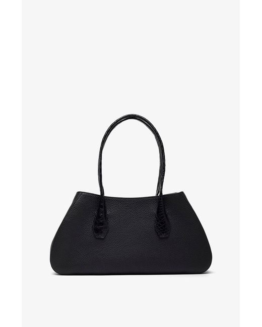 The Row Black Alger Contrast Leather Shoulder Bag