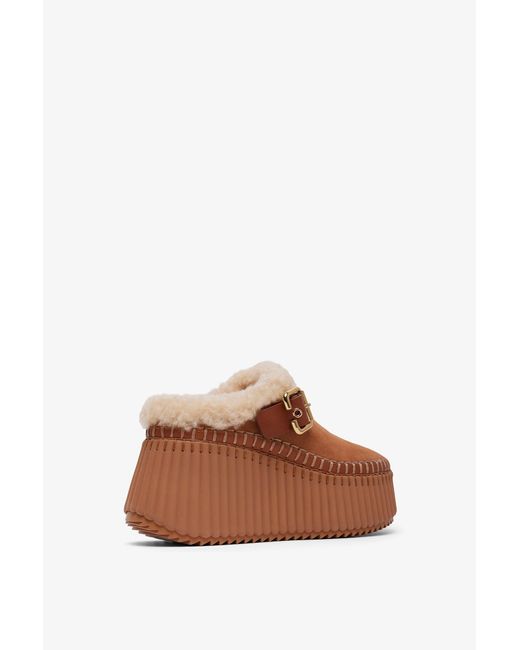 Chloé Brown Nama Tan Shearling Sneakers