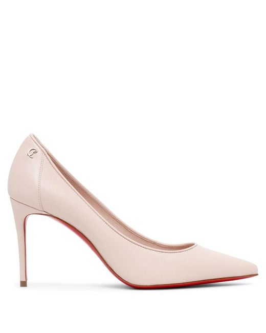Christian Louboutin Pink Sporty Kate 85 Beige Leather Pumps