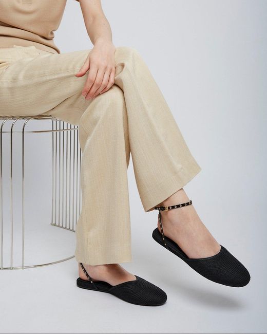 Alaïa White Paper Straw Flat Sandals