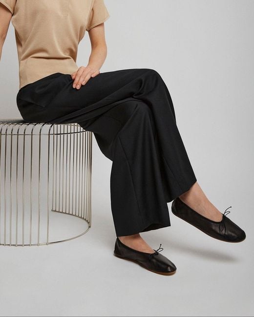 The Row White Round Black Ballet Flats