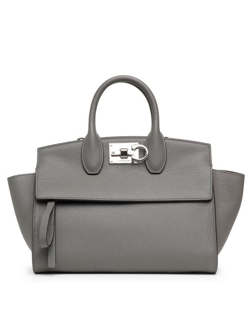 Ferragamo Gray The Studio Soft Small Grey Tote Bag
