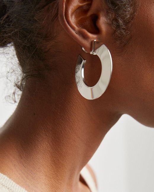 Alaïa White Blade Hoops Small Silver Earrings