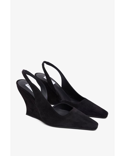 Alaïa White Black 90 Suede Slingbacks