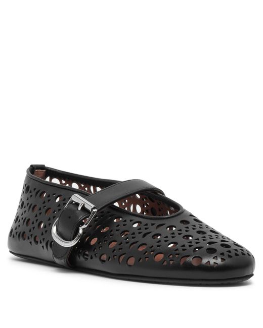 Alaïa White Black Leather Vienne Ballet Flats