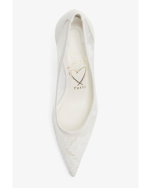 Christian Louboutin White Miss Z 80 Ivory Lace Pumps