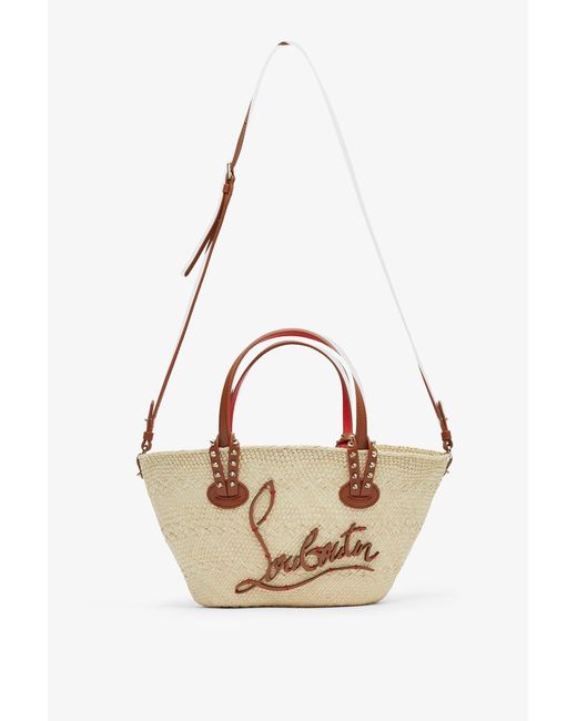 Christian Louboutin Pink Cabata Mini Raffia Basket Bag