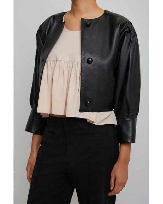 Chloé Black Cropped Blouson Leather Jacket