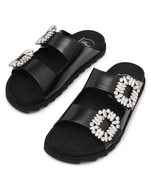 Roger Vivier White Slidy Viv Black Slides