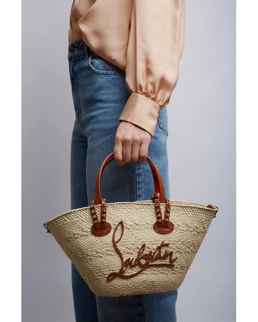 Christian Louboutin Pink Cabata Mini Raffia Basket Bag