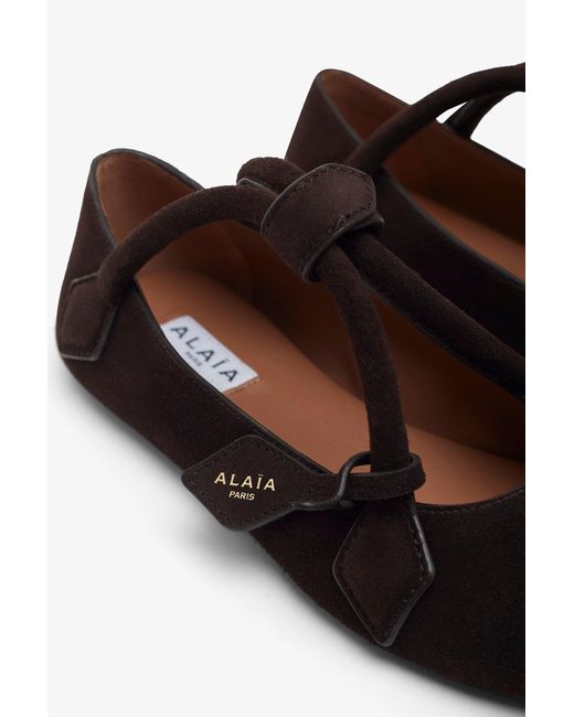 Alaïa Black Teckel Brown Suede Ballet Flats