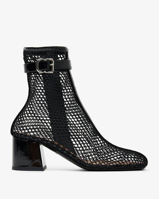 Alaïa Black Patent Mesh 55 Ankle Boots