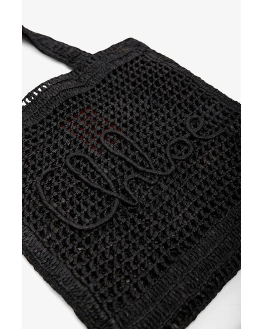 Chloé Summer Banana Black Raffia Tote Bag