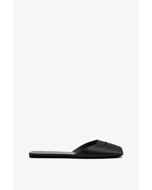 The Row White Milla Black Satin Flats