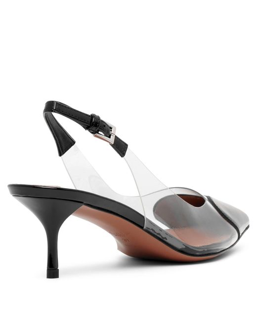 Alaïa White Coeur 55 Black Patent Slingbacks