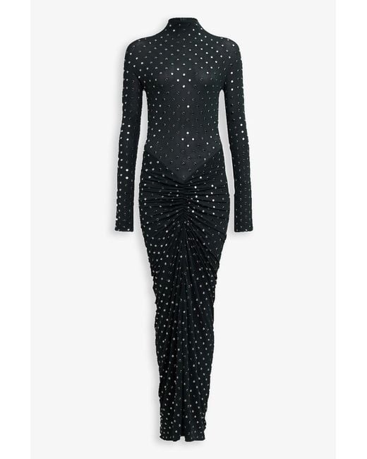 Alaïa Black Embellished Green Jersey Dress