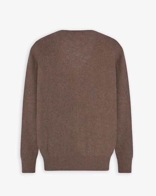 The Row Brown Phef Cotton Cashmere V-Neck Sweater