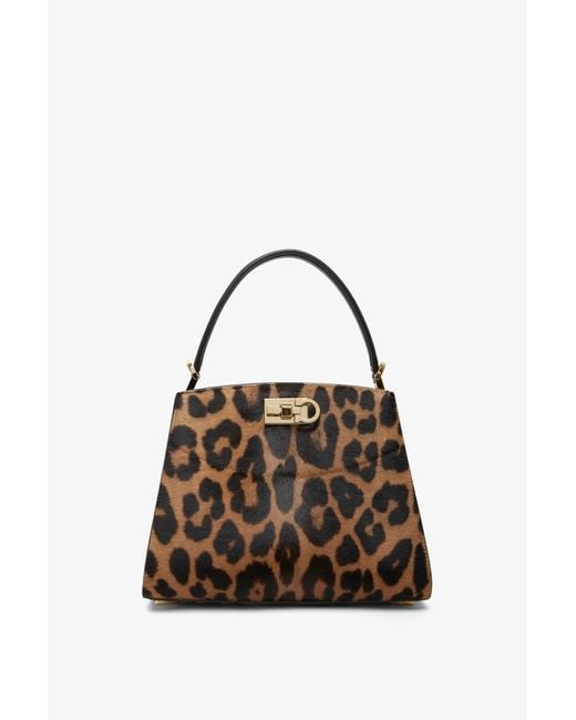 Ferragamo Brown The New Studio Leopard Box Bag