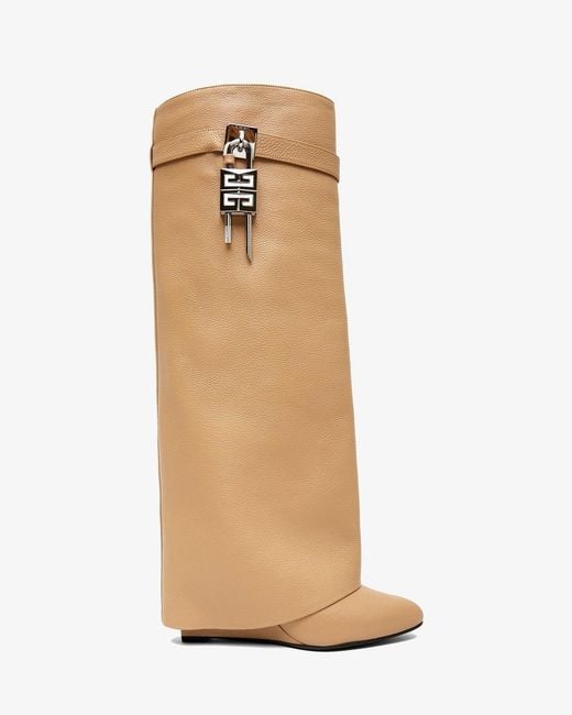 Givenchy White Shark Lock Beige Leather Boots