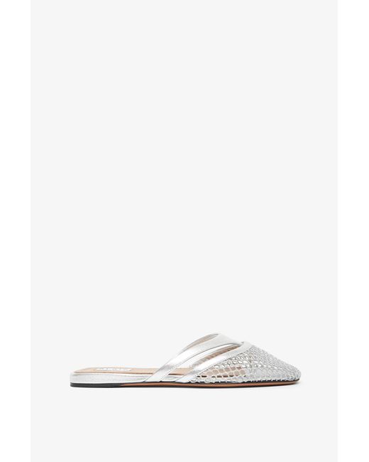 Alaïa White Infradito Flat Silver Mules