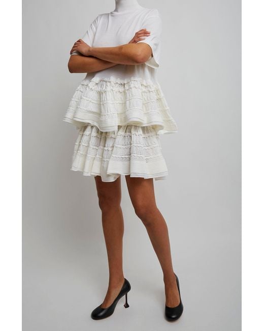 Alaïa White Short Skirt With Ruffles