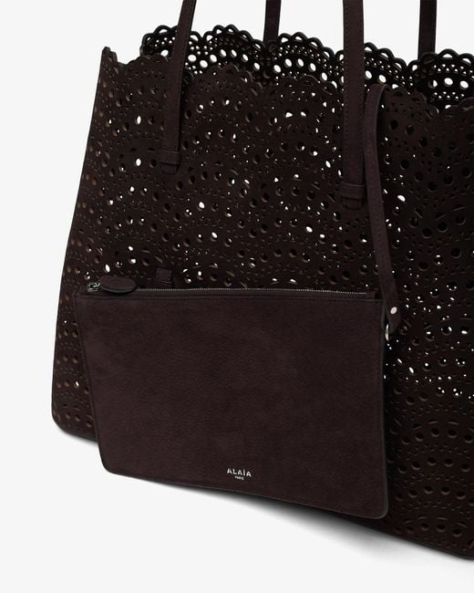 Alaïa Black Mina 37 Vienne Brown Suede Tote Bag