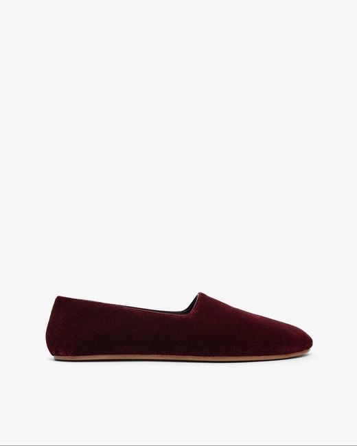 The Row Ponti Dark Red Velvet Slippers