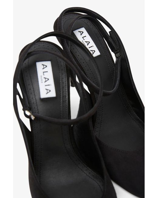 Alaïa Black Decollete 90 Suede Slingback Pumps