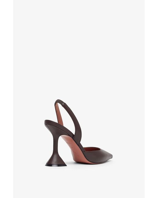 AMINA MUADDI White Holli 95 Brown Leather Slingbacks