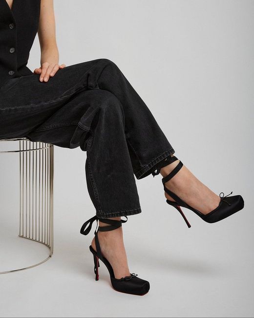 Christian Louboutin Black Cassia Lace Up 100 Satin Pumps