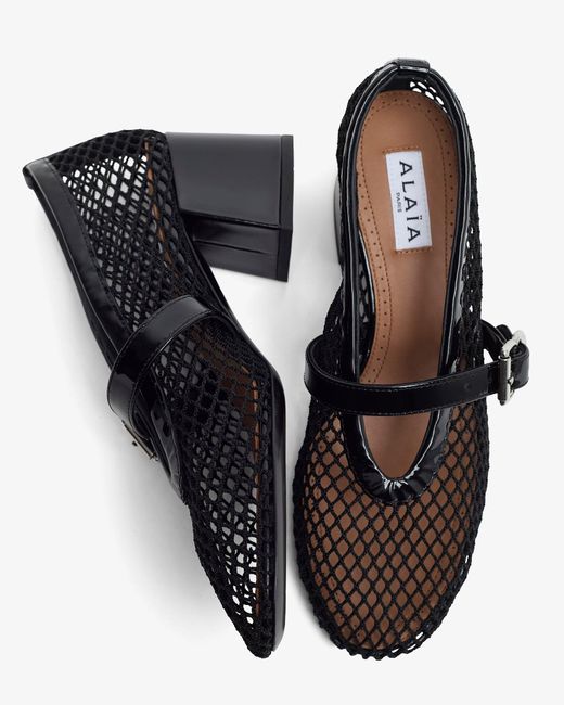 Alaïa Patent Black Mesh 55 Pumps