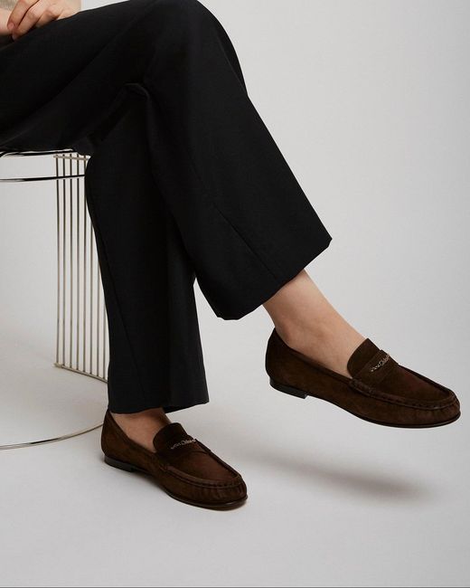Chloé White Chloe Dark Brown Suede Loafers