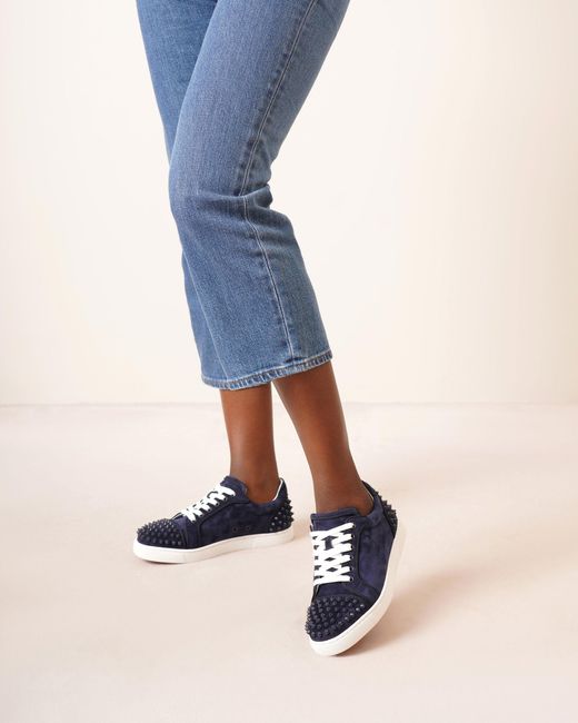 Christian Louboutin Vieira 2 Orlato Navy Blue Suede Sneakers | Lyst
