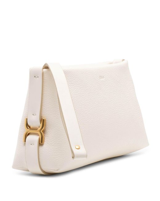 Chloé Natural Marcie White Leather Clutch
