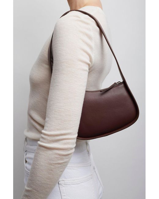 The Row Metallic Half Moon Brown Leather Bag