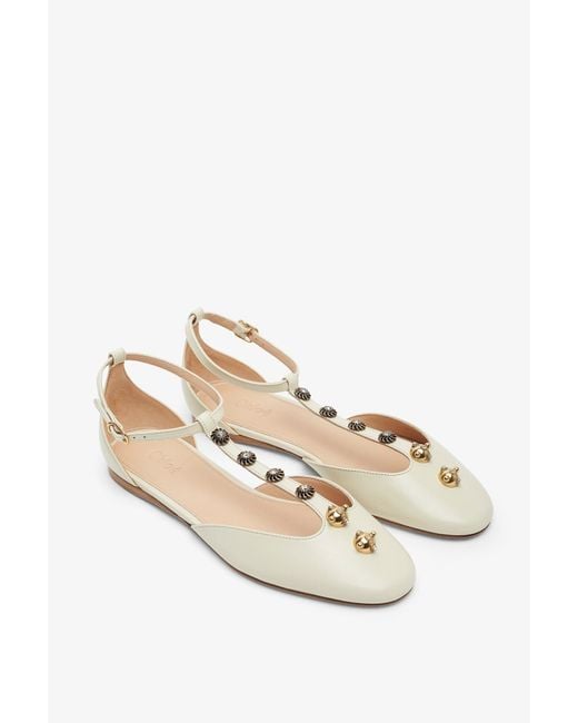 Chloé Natural Celeste Eggshell Leather Ballerinas