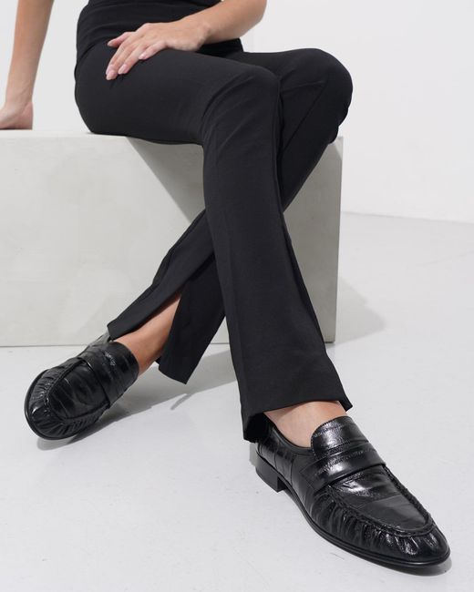 The Row White Soft Black Eel Loafers